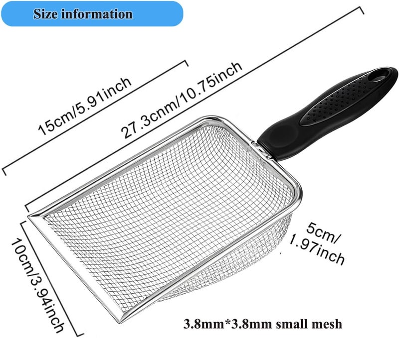 itPlus Cat Litter Scoop, Stainless Steel Cats Sturdy Mesh Scooper Kitty Litter Scoop Long Handle Scooper Shovel Sifter for All Litter Types Metal Cat Scooper for Litter Box - Image 3